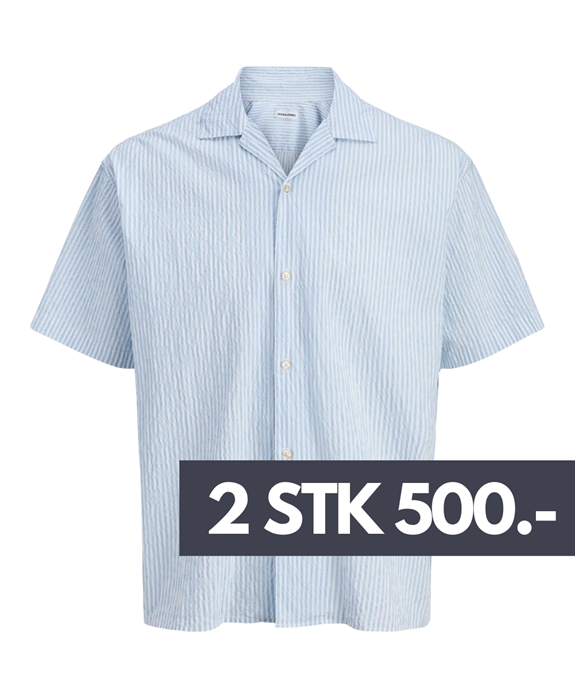 Jack & Jones Milo Seersucker resort s/s shirt - Blue/stripes